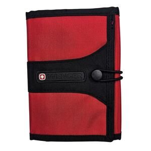 WENGER TRAVEL NECK TRI-FOLD RED & BLACK WALLET – MULTI‑POCKET PASSPORT ORGANIZER